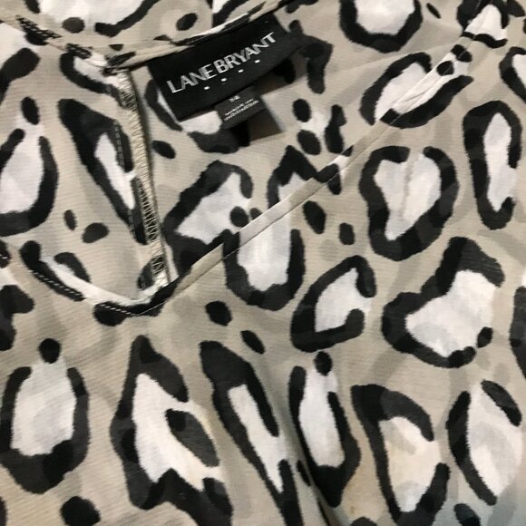 Lane Bryant  Gray& Black Animal Print Double Layer Chiffon Swing Tank Size 14 - Picture 12 of 12